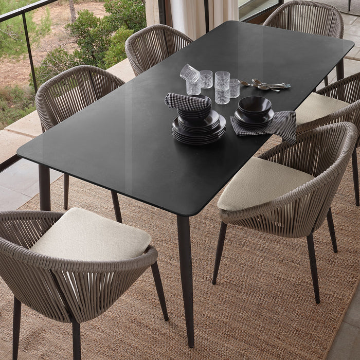 Rodona Rectangular Dining Table with Glass