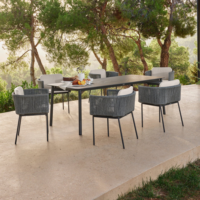 Boston 7-Piece Rectangular Dining Set with Sunbrella Cushions