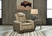 Ashley Furniture Next-Gen DuraPella Power Recliner, plush fabric, padded armrests, and adjustable reclining mechanism.