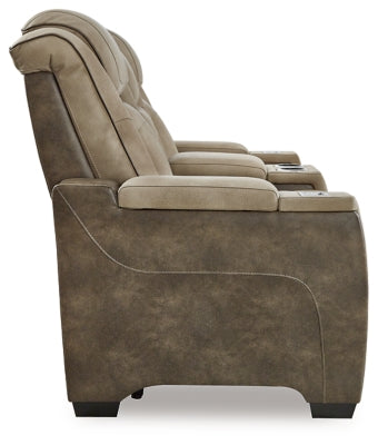 Ashley Furniture Next-Gen DuraPella power reclining loveseat with console, featuring plush cushions and modern design.