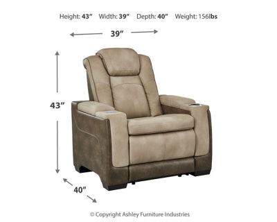 Ashley Furniture Next-Gen DuraPella power recliner with plush fabric and modern design, shown in a cozy living room setting.