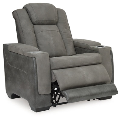 Ashley Furniture Next-Gen DuraPella Power Recliner in open position, showcasing plush cushions and modern design.