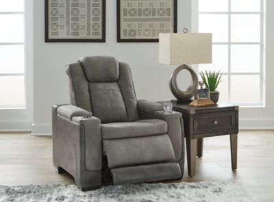 Open Next-Gen DuraPella power recliner by Ashley Furniture, featuring plush cushioning and a sleek modern design.