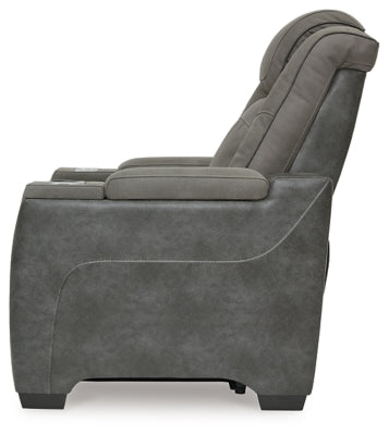 Ashley Furniture Next-Gen DuraPella power recliner with plush upholstery and ergonomic design, shown from a side angle.