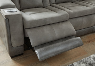 Ashley Furniture Next-Gen DuraPella power reclining loveseat with console, showcasing plush cushions and sleek design.