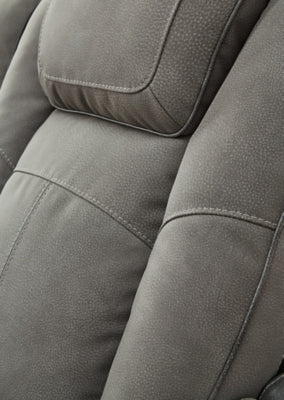 Close-up of the stitched fabric detail on the Ashley Furniture Next-Gen DuraPella Power Recliner showing its plush, textured upholstery.