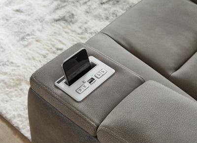 Ashley Furniture Next-Gen DuraPella Power Recliner with wireless charging feature, plush fabric, and ergonomic design.