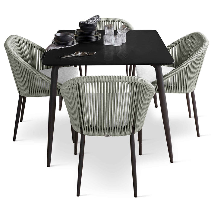 Rodona 5-Piece Square Dining Set with Sunbrella Cushions