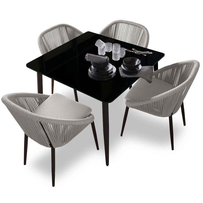 Rodona 5-Piece Square Dining Set with Sunbrella Cushions