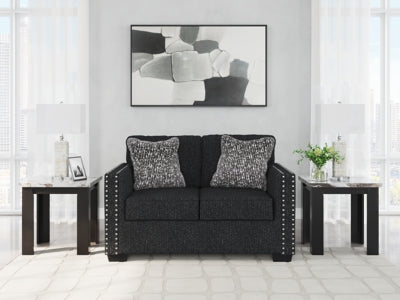 Ashley Furniture Jasmine Peaks loveseat with plush fabric, featuring a cozy, stylish design and cushioned seating.
