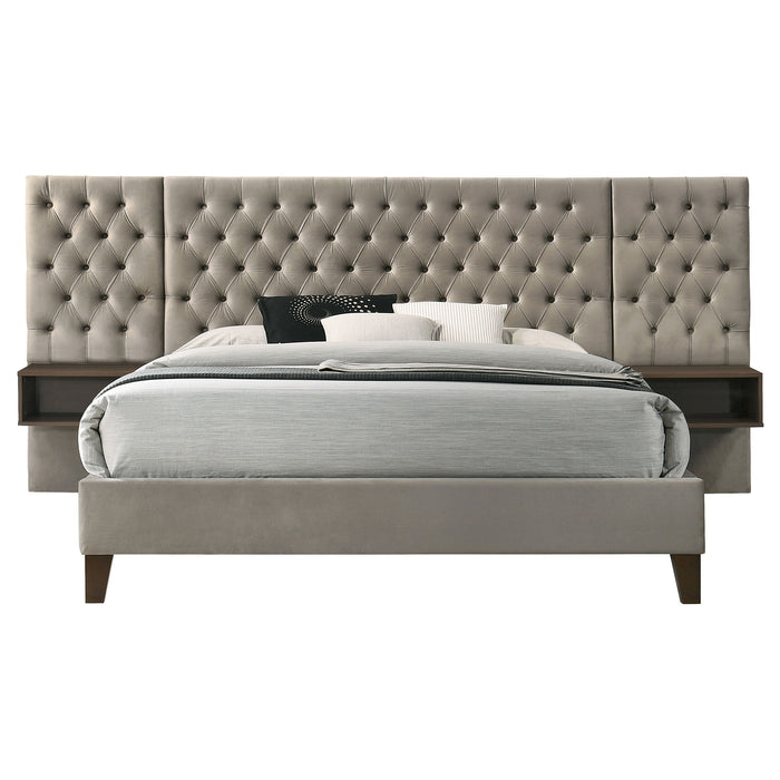 Marley Wall Panel Platform Bed with Attached Nightstands