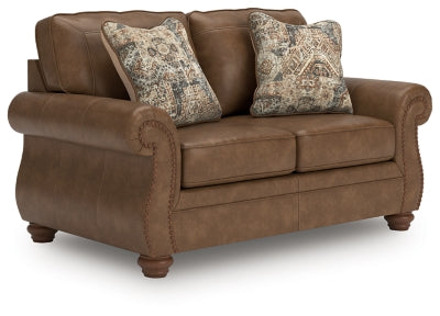 Ashley Furniture Chasemore loveseat, angled view showing plush fabric upholstery and cushioned armrests.