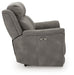 Ashley Furniture Next-Gen DuraPella Power Reclining Sofa with plush cushions and recliner controls, shown from side view.
