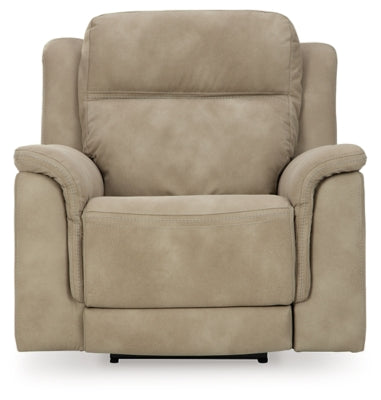 Ashley Furniture Next-Gen DuraPella power recliner with plush upholstery and a sleek design, shown from a front head-on view.
