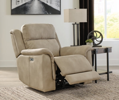 Ashley Furniture Next-Gen DuraPella power recliner in open position with plush cushioning and modern design.