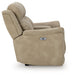 Ashley Furniture Next-Gen DuraPella power reclining loveseat with console, featuring plush upholstery and side view.