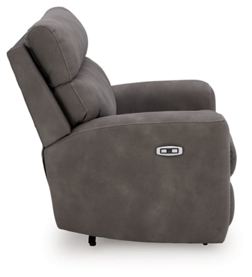 Ashley Furniture Next-Gen DuraPella power recliner with plush upholstery and sleek design, shown from a side angle.