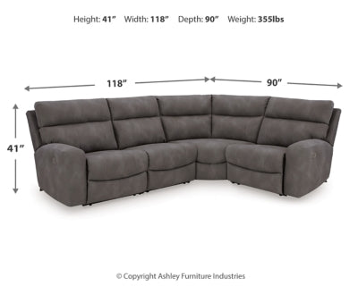 Ashley Furniture Next-Gen DuraPella power reclining sectional with plush cushions and modern design, shown in a living room setting.