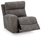 Ashley Furniture Next-Gen DuraPella Power Reclining Sectional shown from an open angle, featuring plush cushions and reclining seats.