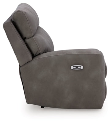 Ashley Furniture Next-Gen DuraPella Power Reclining Sectional with plush cushions and modern design, shown from side view.
