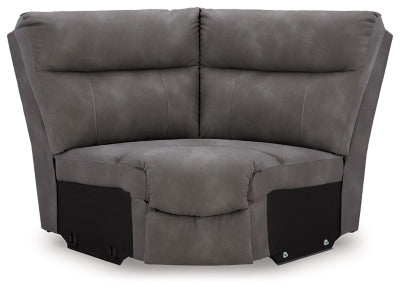 Ashley Furniture Next-Gen DuraPella power reclining sectional with plush cushions and modern design, shown in a head-on view.
