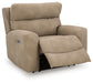 Ashley Furniture Next-Gen DuraPella Power Recliner, open angle view showing plush fabric upholstery and reclining mechanism.