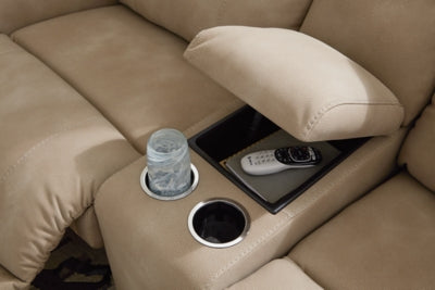 Close-up of Ashley Furniture Next-Gen DuraPella Power Reclining Sectional showing plush fabric, reclining mechanism, and modern design details.