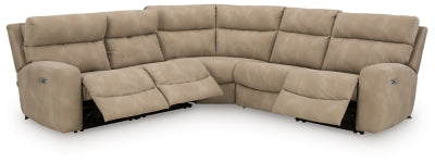 Ashley Furniture Next-Gen DuraPella Power Reclining Sectional with plush cushions and reclining seats in neutral fabric, open layout.
