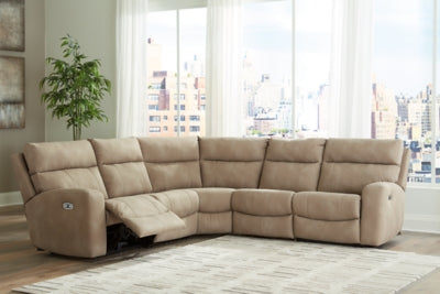 Ashley Furniture Next-Gen DuraPella Power Reclining Sectional with plush fabric and modern design, featuring multiple reclining seats.