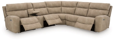 Ashley Furniture Next-Gen DuraPella power reclining sectional with plush cushions and modern design, shown in an open position.