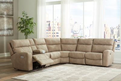 Ashley Furniture Next-Gen DuraPella power reclining sectional with plush cushions and modern design, shown in a living room setting.