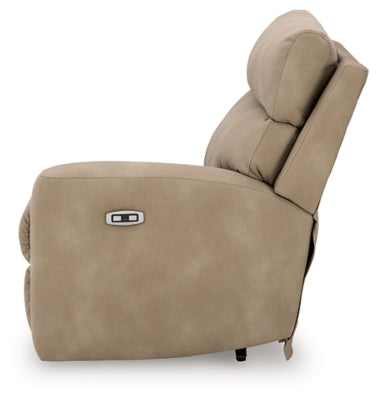 Ashley Furniture Next-Gen DuraPella power reclining sectional with plush cushions and modern design, shown from the side.
