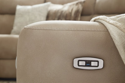 Ashley Furniture Next-Gen DuraPella Power Recliner with USB port, featuring plush cushioning and a sleek modern design.