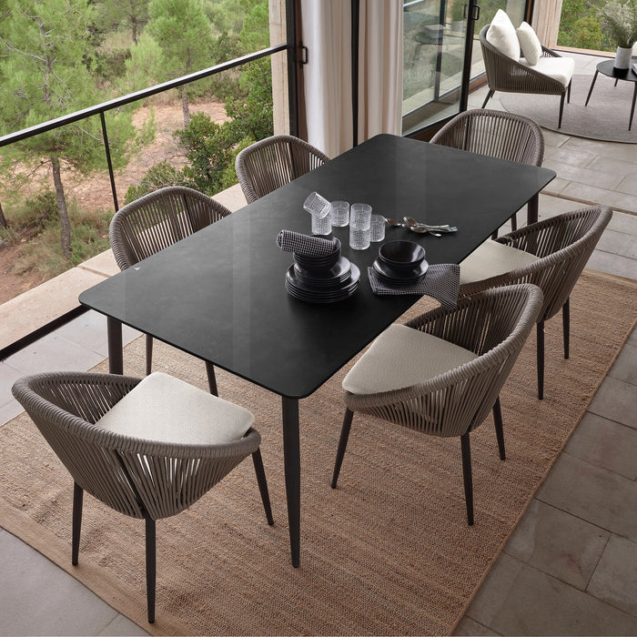 Rodona Rectangular Dining Table with Glass