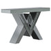 Taffeta V-shaped Sofa Table with Glass Top Silver image