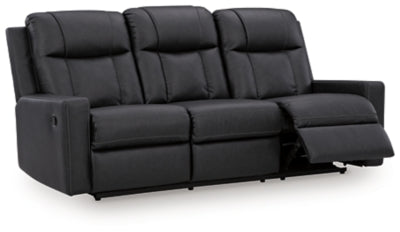 Ashley Furniture Mackmenville reclining sofa shown from an open angle, featuring plush cushions and a modern design.