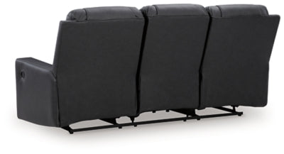Ashley Furniture Mackmenville reclining sofa with plush cushions and a neutral fabric finish, shown from the back view.