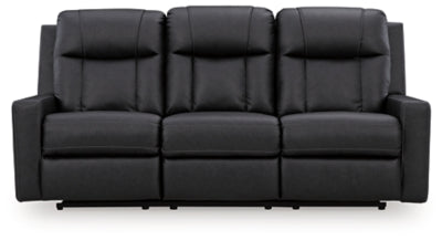 Ashley Furniture Mackmenville reclining sofa with plush cushions and reclining features, shown from a head-on view.