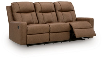 Ashley Furniture Mackmenville reclining sofa shown from an open angle, featuring plush cushions and a comfortable, modern design.