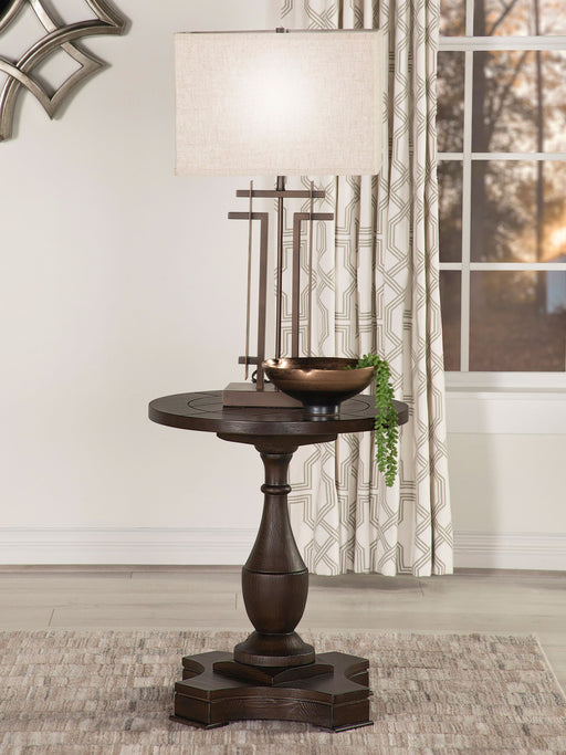 Morello Round End Table with Pedestal Base Coffee image