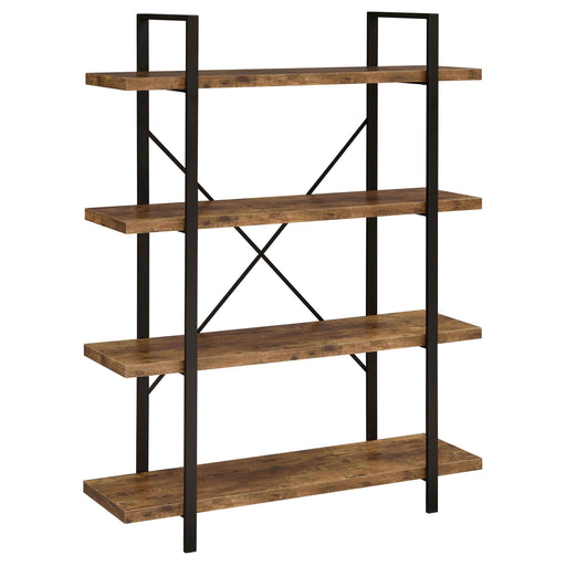 Cole 4-Shelf Bookcase Antique Nutmeg and Black image