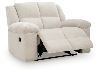 Ashley Furniture Orlen oversized recliner in open position, featuring plush upholstery and wide armrests for comfortable lounging.