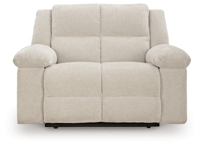 Ashley Furniture Orlen oversized recliner with plush fabric and wide armrests, shown from a head-on view.