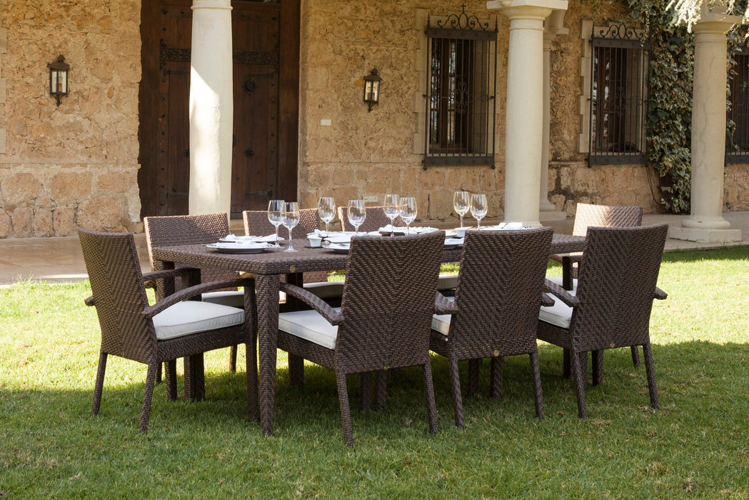 Atlantis 9-Piece Rectangular Dining Arm Chair Set with Cushions