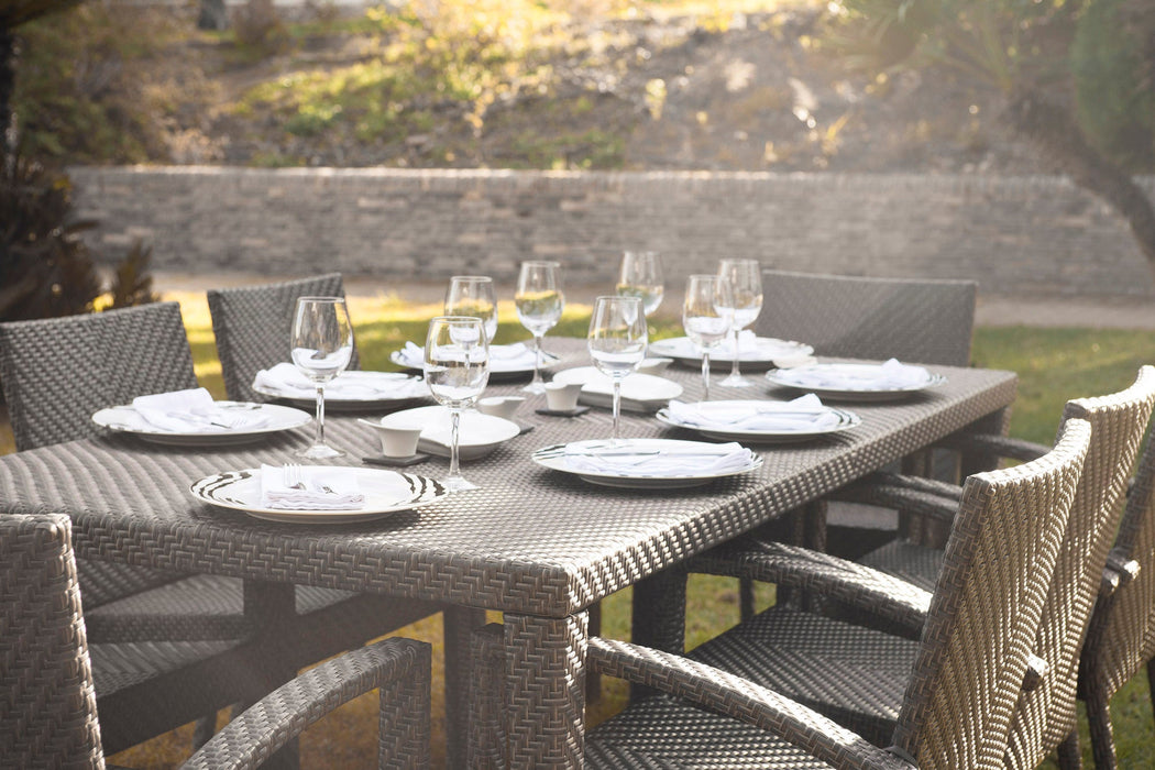 Atlantis 9-Piece Rectangular Dining Arm Chair Set with Cushions