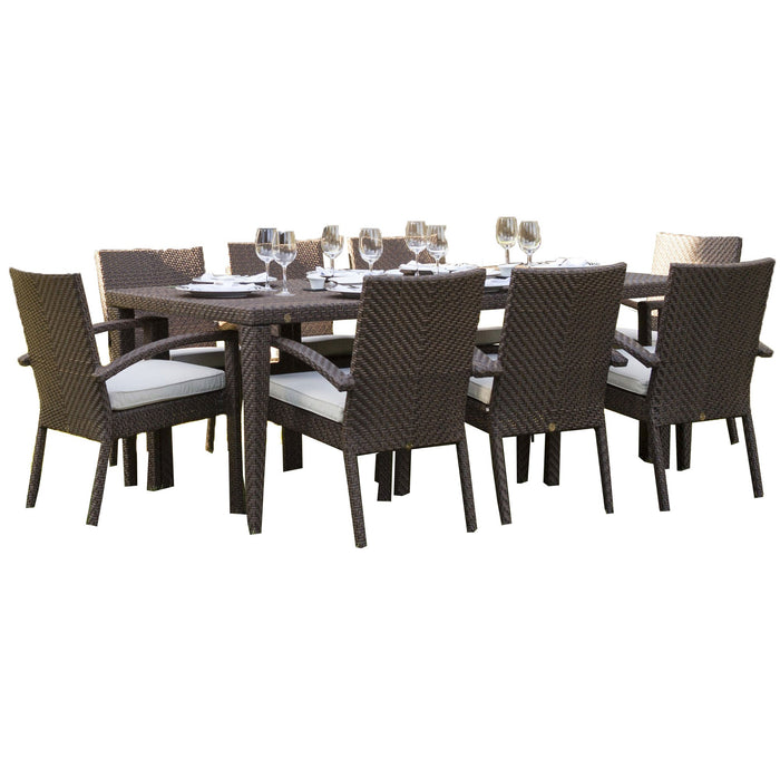 Atlantis 9-Piece Rectangular Dining Arm Chair Set with Cushions