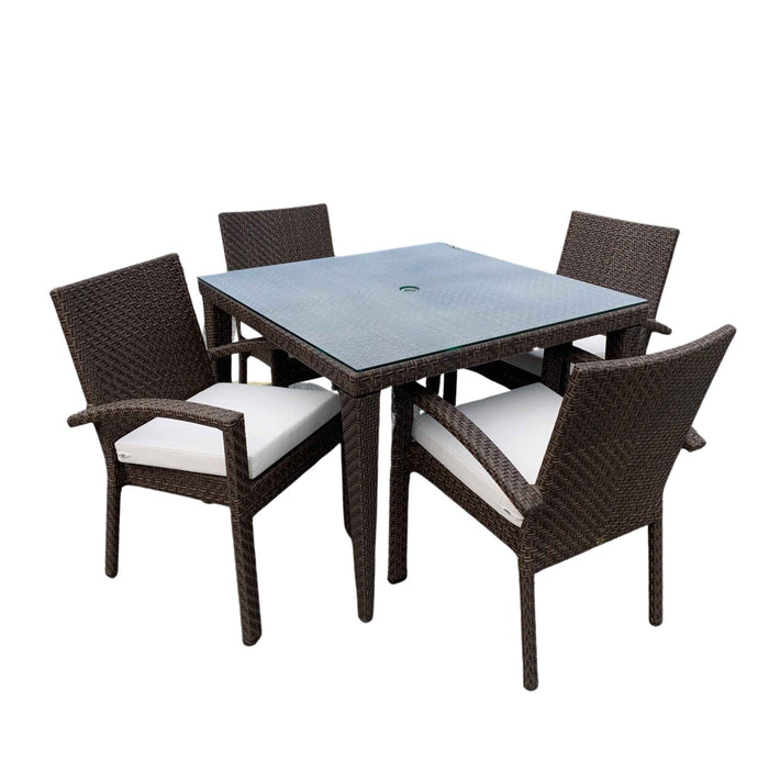 Atlantis 5-Piece Square Dining Arm Chair Set with Cushions