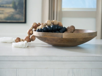 Ashley Furniture Clayburg Bowl, decorative ceramic bowl with textured gray finish, displayed on a neutral background.
