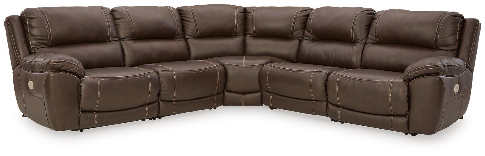 Ashley Dunleith power reclining sectional sofa with plush cushions and dark upholstery, perfect for modern living rooms.