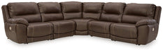 Ashley Dunleith power reclining sectional sofa with plush cushions and dark upholstery, perfect for modern living rooms.